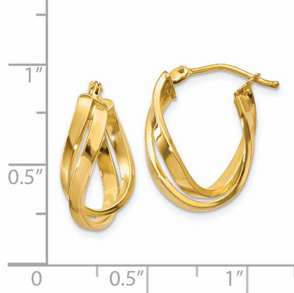 14K Yellow Gold Twisted Hoop Earrings