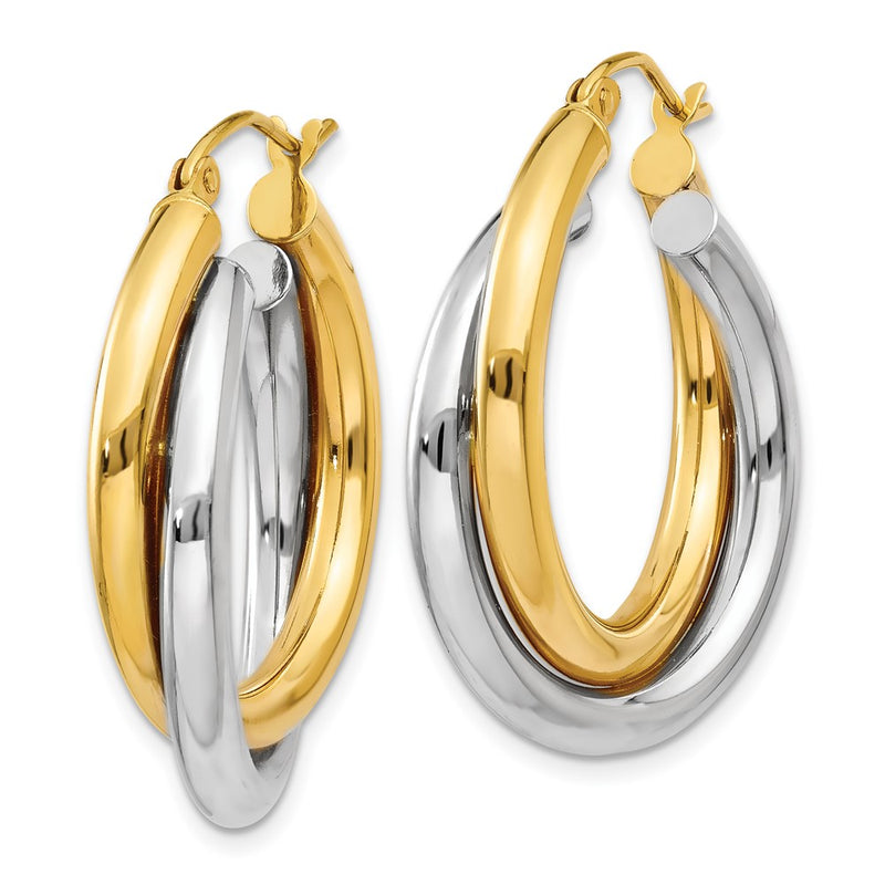 14K Two Tone Double Hoop Earrings