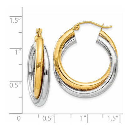 14K Two Tone Double Hoop Earrings