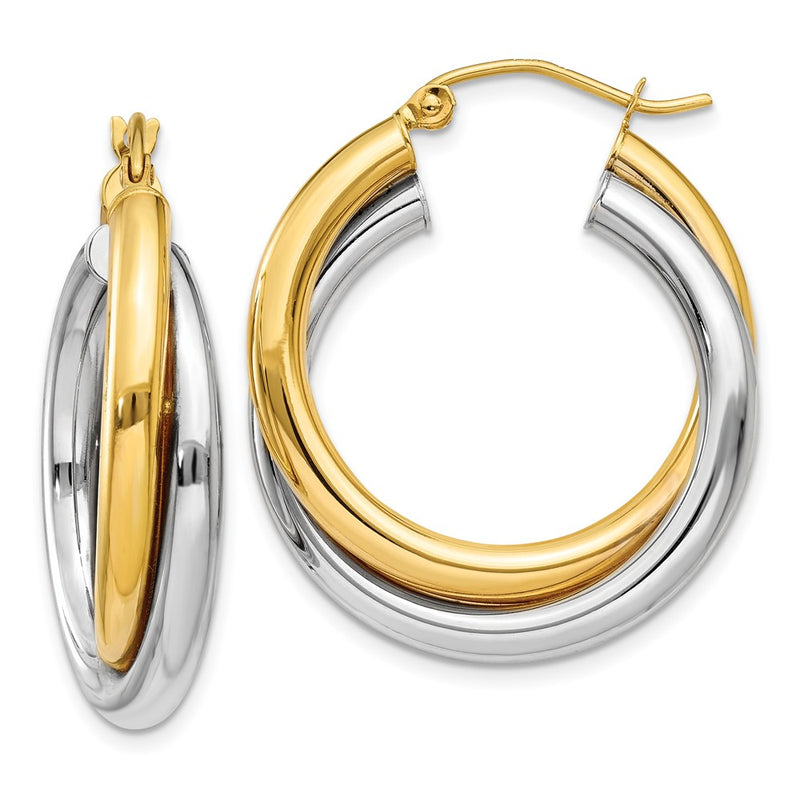 14K Two Tone Double Hoop Earrings