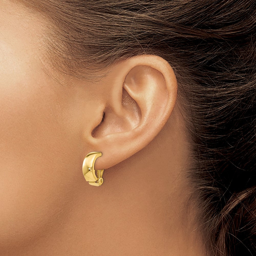 14K Yellow Gold Non Pierced Polished Earrings
