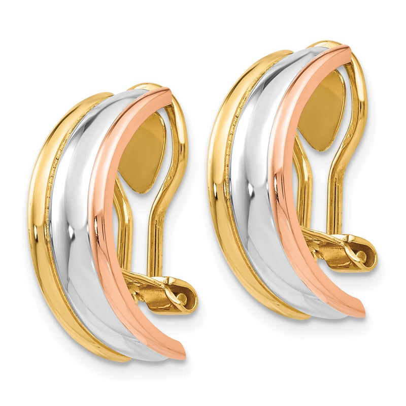 14K Tri Color Non Pierced Earrings