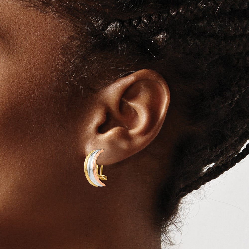 14K Tri Color Non Pierced Earrings