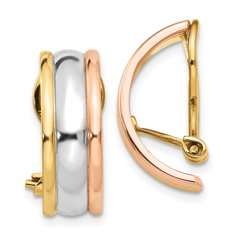 14K Tri Color Non Pierced Earrings
