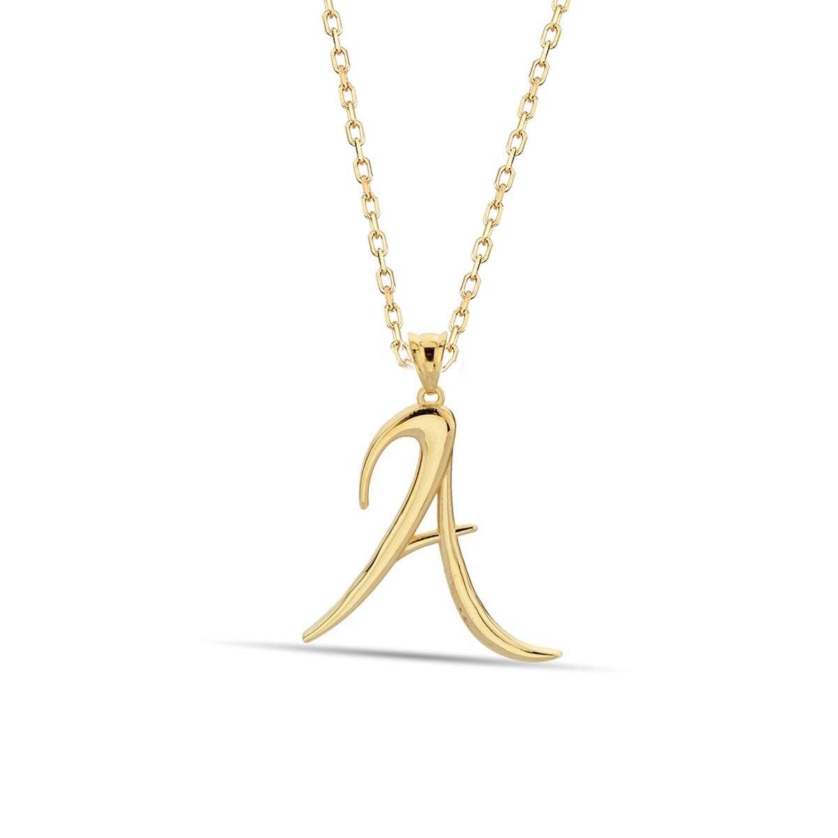14K Yellow Gold Initial A Necklace