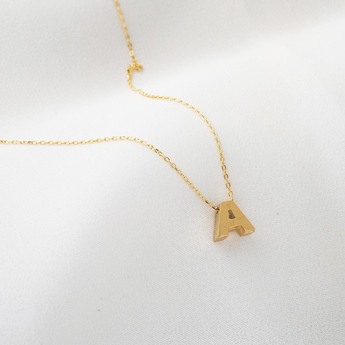 14K Yellow Gold Minimalist Initial A Necklace