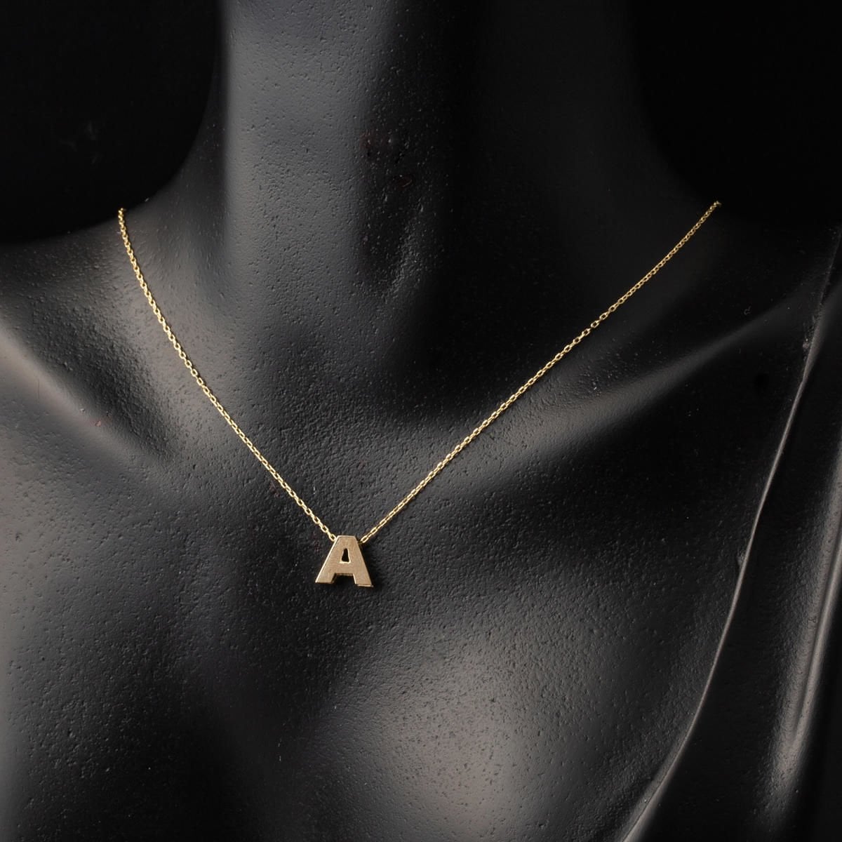 14K Yellow Gold Minimalist Initial A Necklace