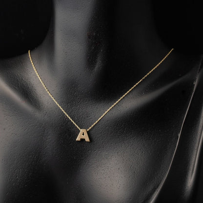 14K Yellow Gold Minimalist Initial A Necklace