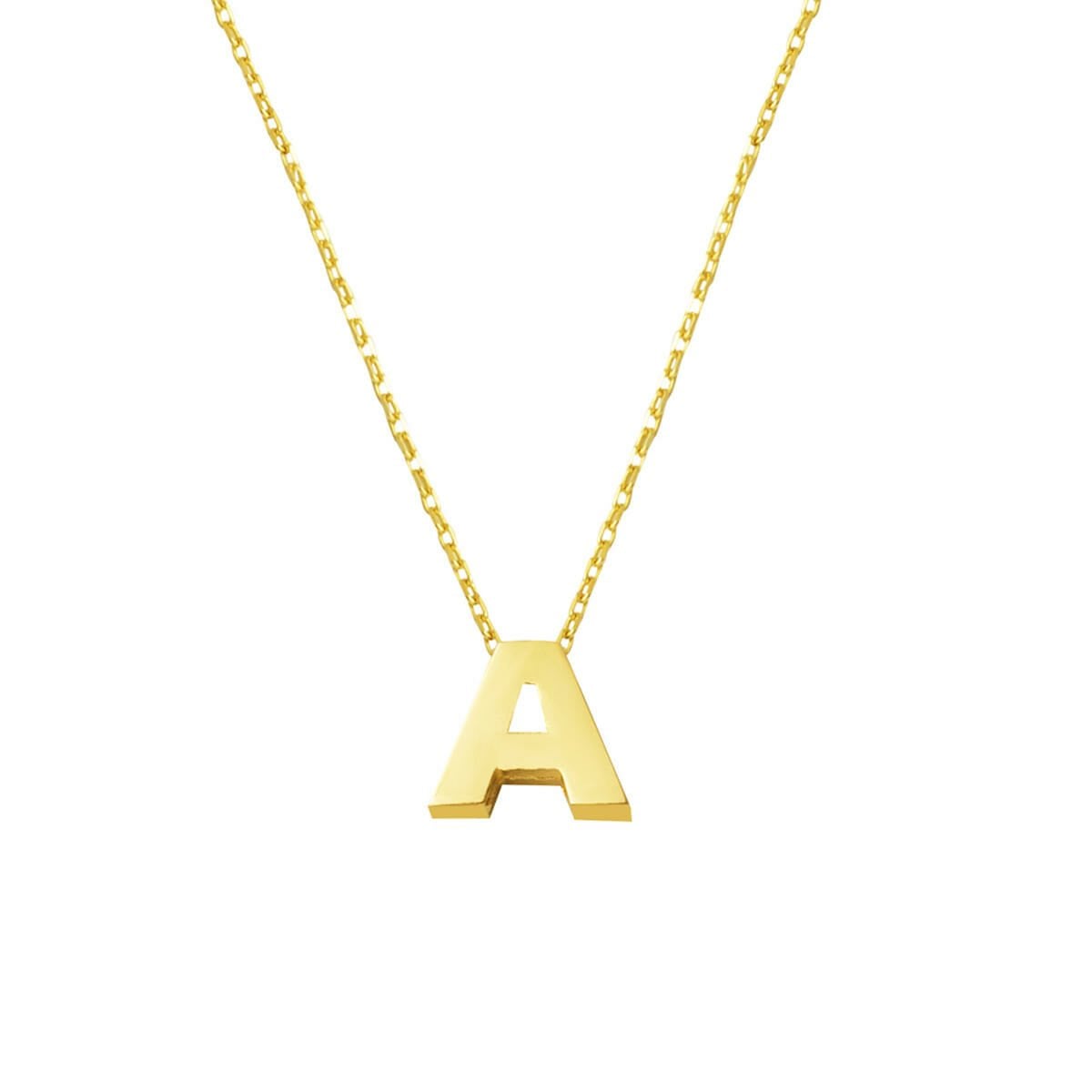 14K Yellow Gold Minimalist Initial A Necklace