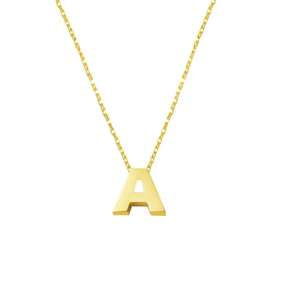 14K Yellow Gold Minimalist Initial A Necklace