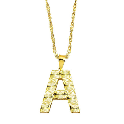 14K Yellow Gold 3 Dimensional Initial A Necklace