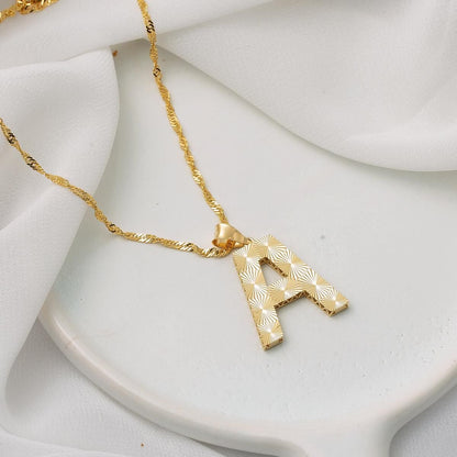 14K Yellow Gold 3 Dimensional Initial A Necklace