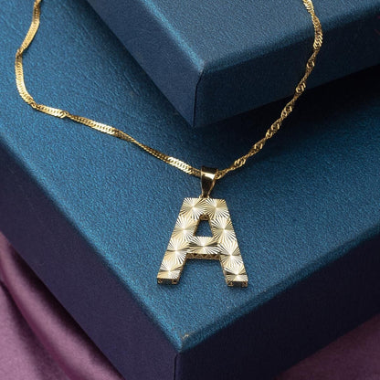 14K Yellow Gold 3 Dimensional Initial A Necklace