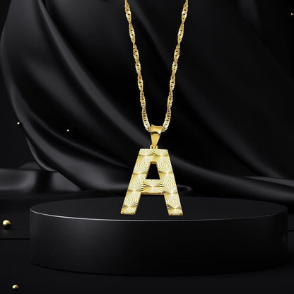 14K Yellow Gold 3 Dimensional Initial A Necklace