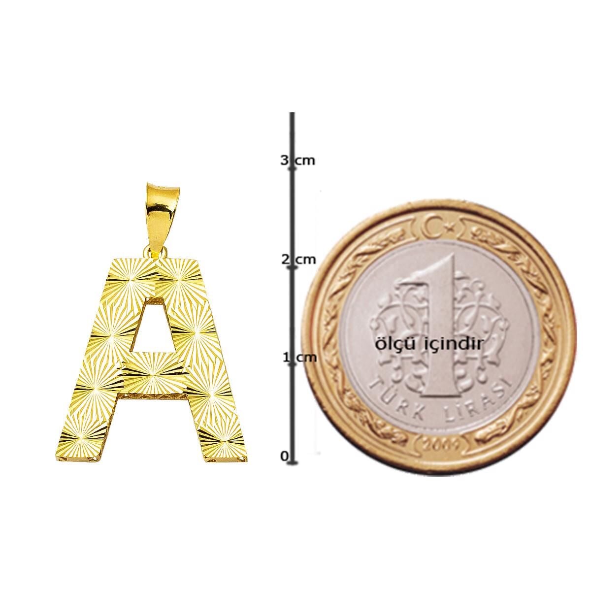 14K Yellow Gold 3 Dimensional Initial A Necklace