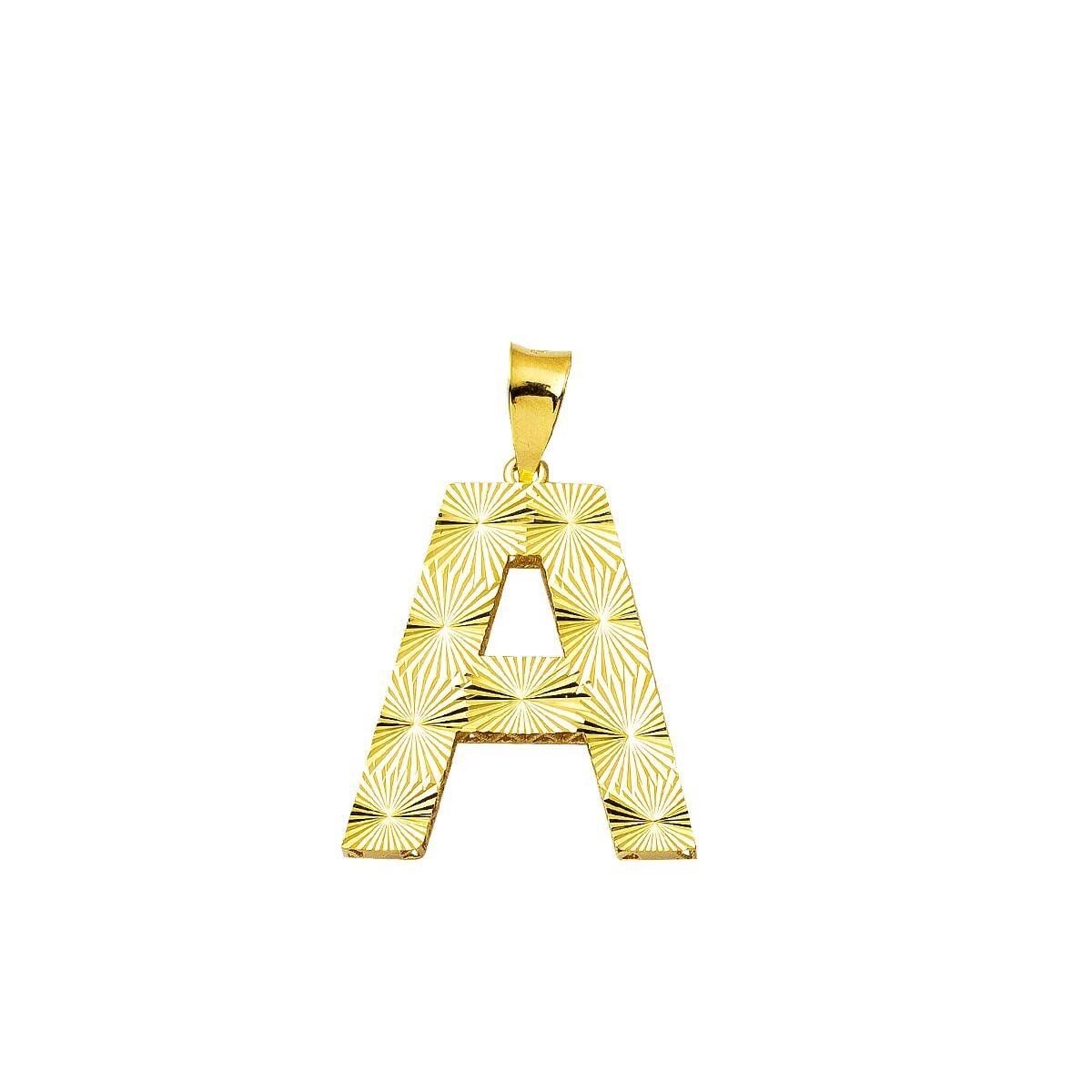 14K Yellow Gold 3 Dimensional Initial A Pendant