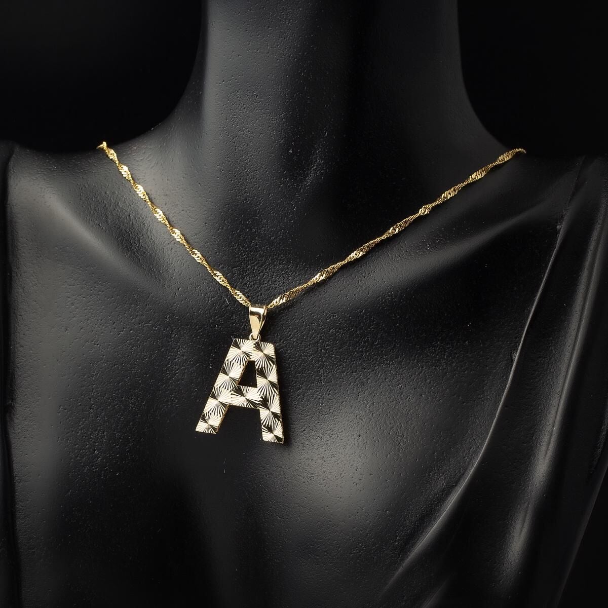 14K Yellow Gold 3 Dimensional Initial A Pendant