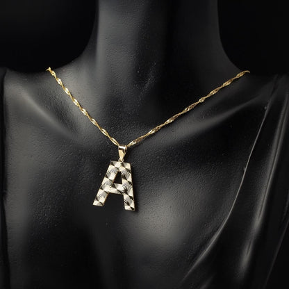 14K Yellow Gold 3 Dimensional Initial A Pendant