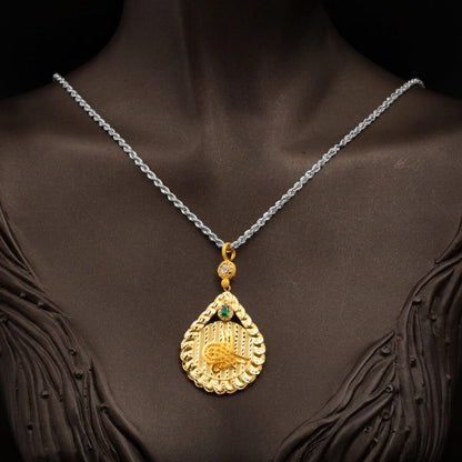 14K Yellow Gold Ottoman Tughra Cubic Zirconia Pendant (3.7 g)