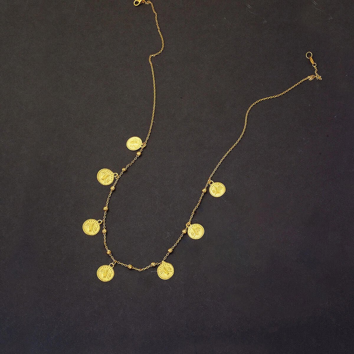 22K Yellow Gold Ottoman Tughra Stacked Necklace