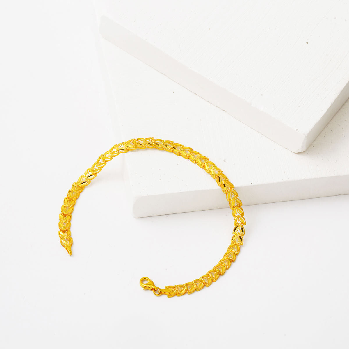 14K Yellow Gold Wheat Bracelet