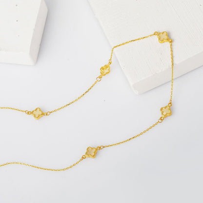 14K Yellow Gold Clover Mother of Pearl Necklace
