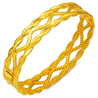 14K Yellow Gold Twisted Hinged Cuff Bangle (21.03 g)
