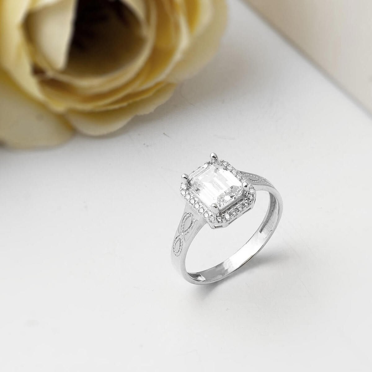 14K White Gold Infinity Baguette Cubic Zirconia Ring