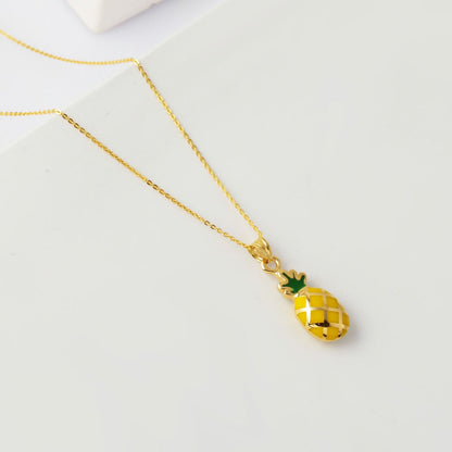 14K Yellow Gold Pineapple Enamel Pendant