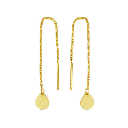 14K Yellow Gold Teardrop Chain Earrings