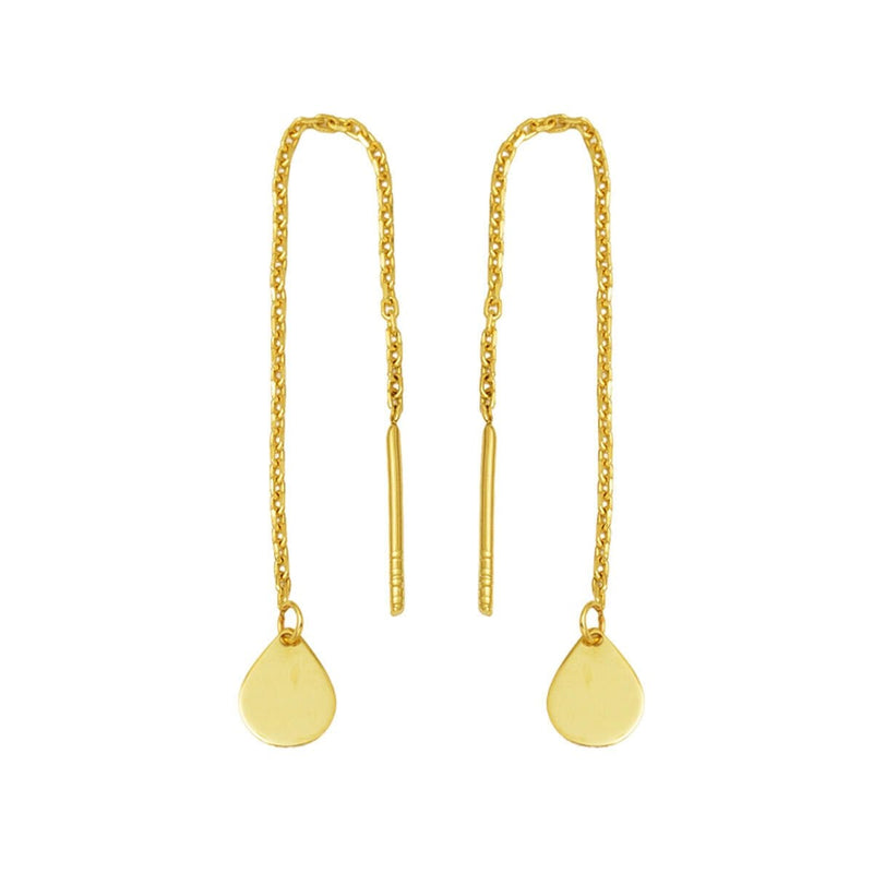 14K Yellow Gold Teardrop Chain Earrings