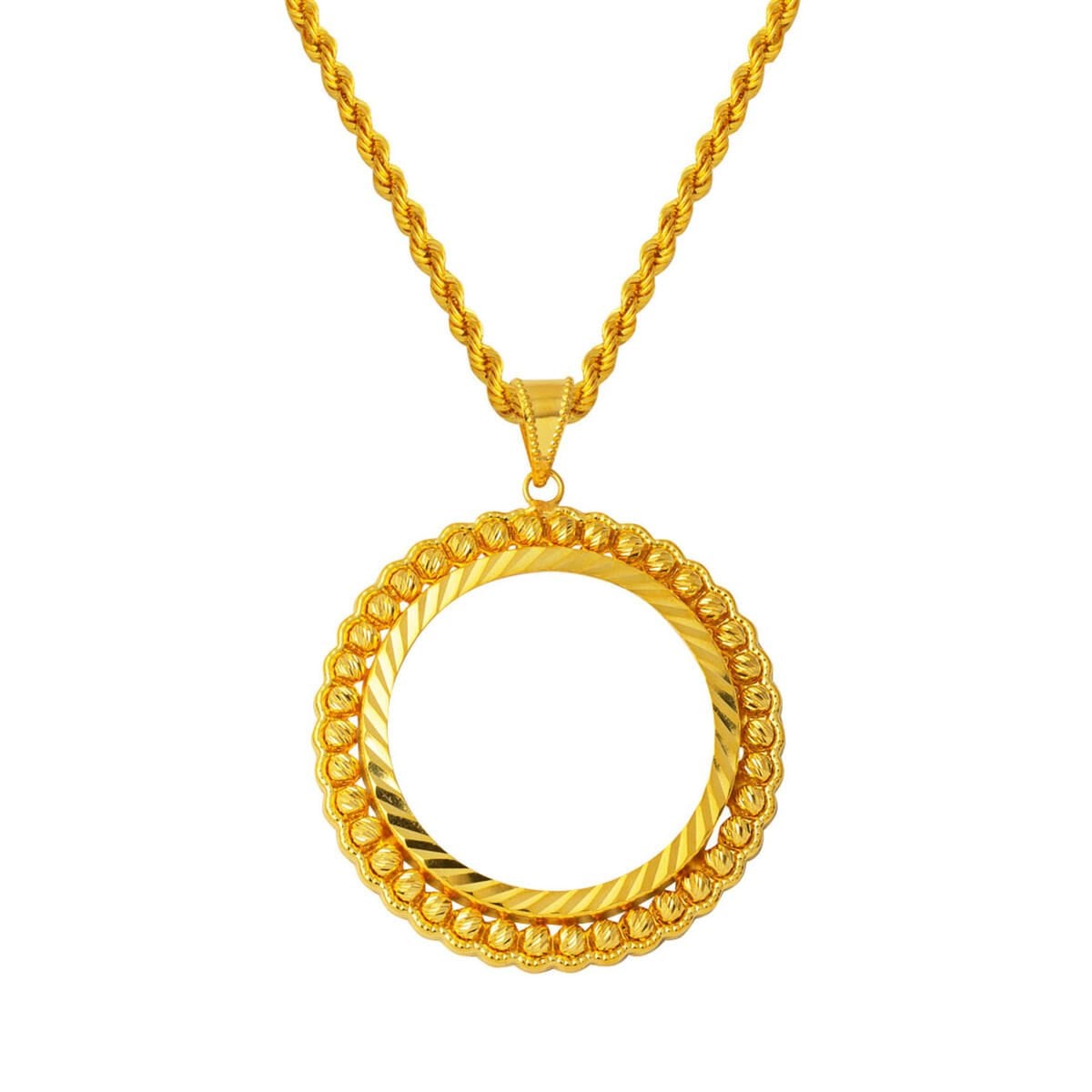 14K Yellow Gold Full Bezel Necklace