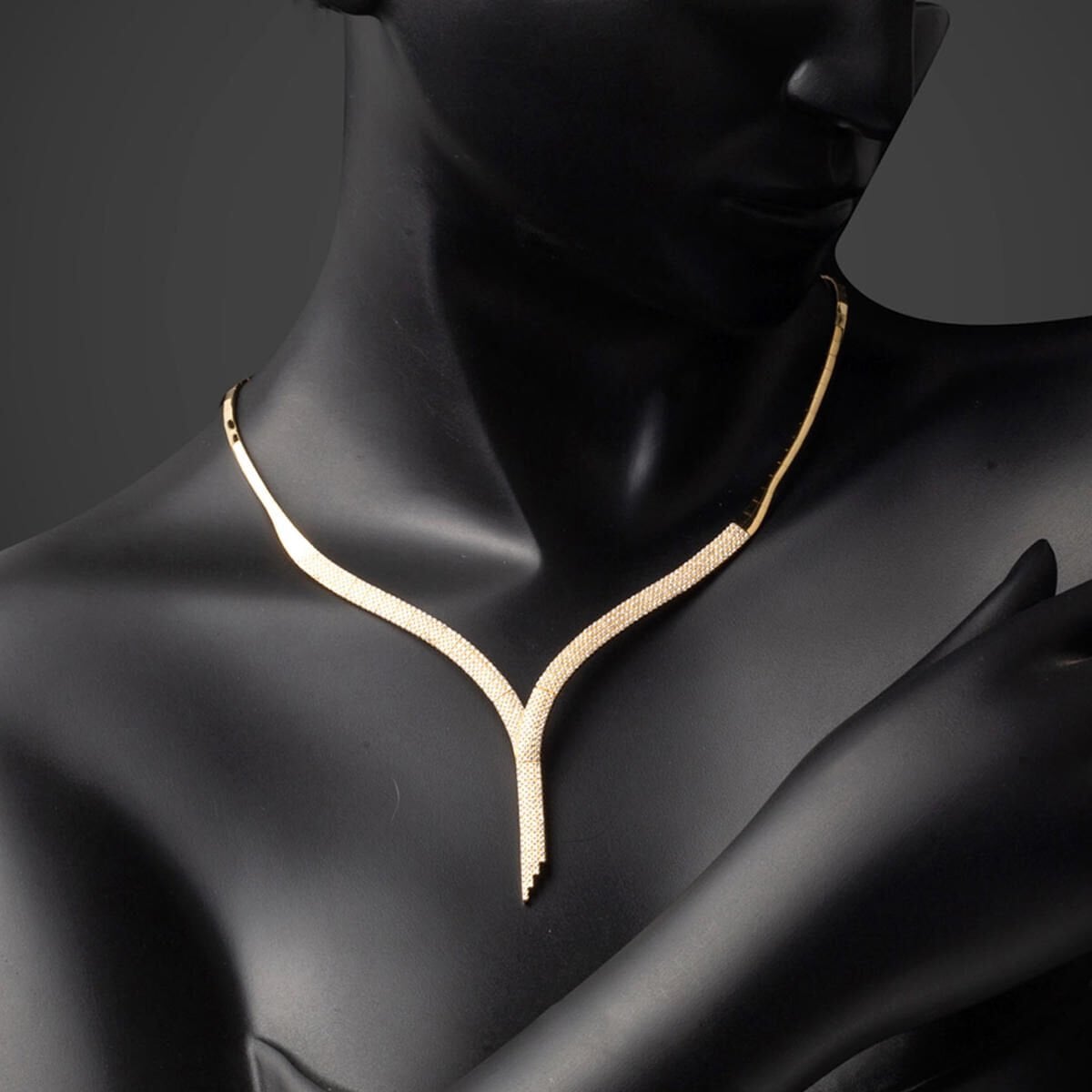 14K Yellow Gold Tennis Cubic Zirconia Collar Necklace (16.25 g)