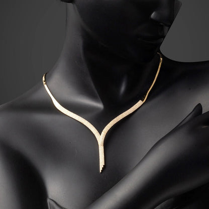 14K Yellow Gold Tennis Cubic Zirconia Collar Necklace (16.25 g)
