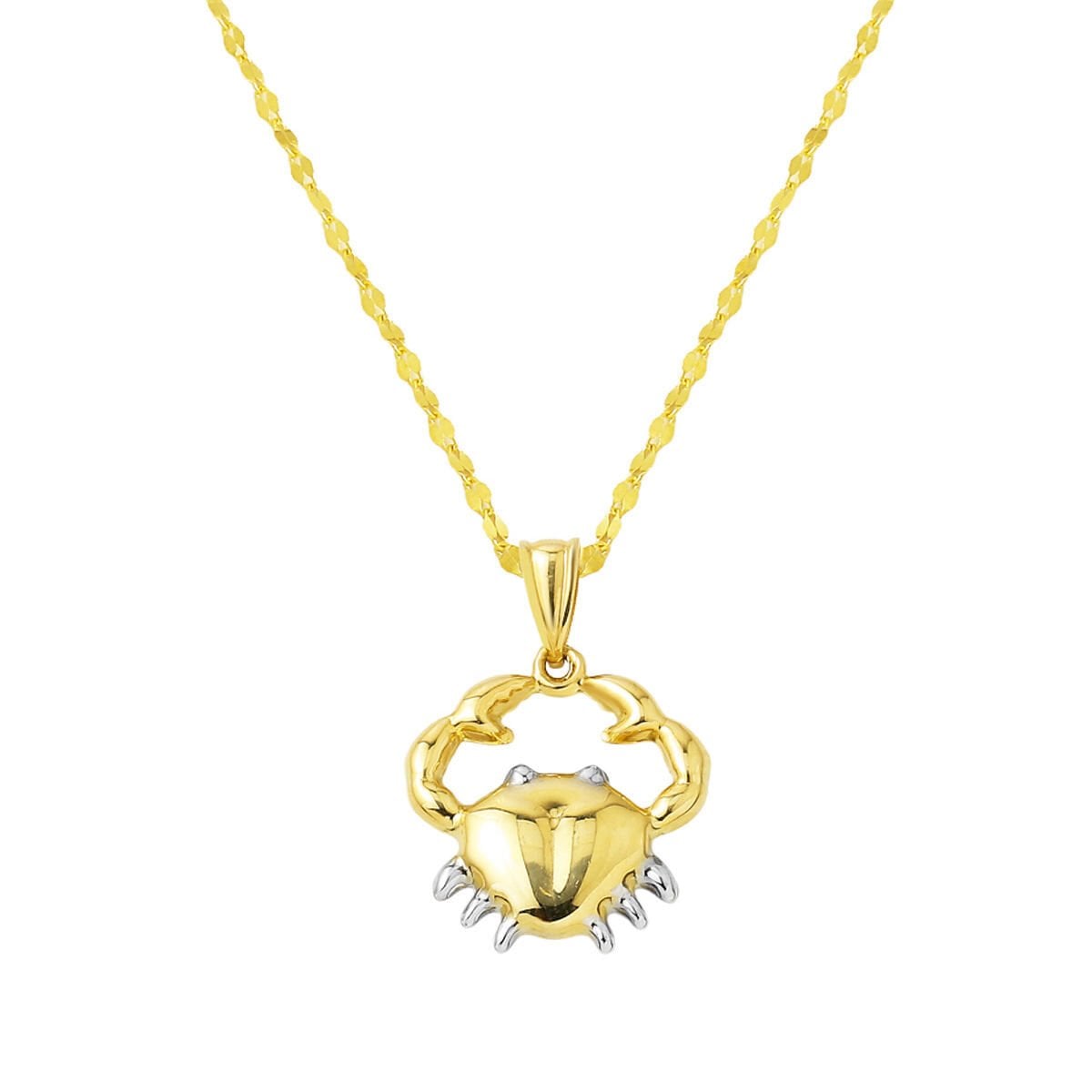 14K Yellow Gold Cancer Zodiac Necklace
