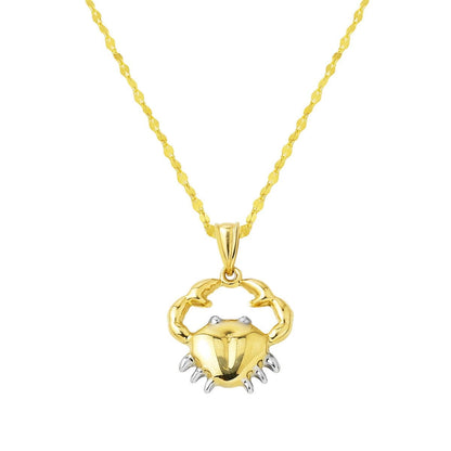 14K Yellow Gold Cancer Zodiac Necklace