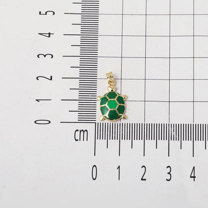 14K Yellow Gold Turtle Enamel Pendant