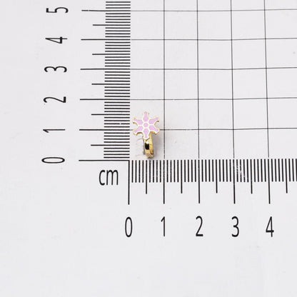 14K Yellow Gold Lilac Star Enamel Children's Earrings