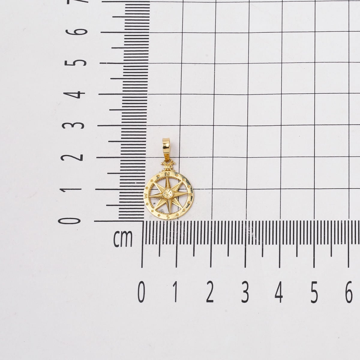 14K Yellow Gold Compass Pendant