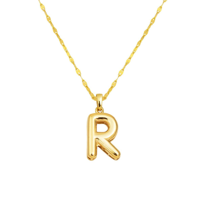 14K Yellow Gold Balloon Initial R Necklace