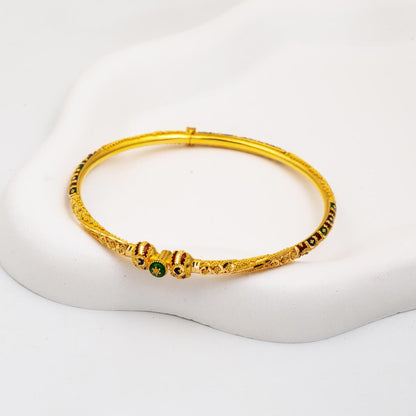 22K Yellow Gold Indian Style Lock Enamel Bangle