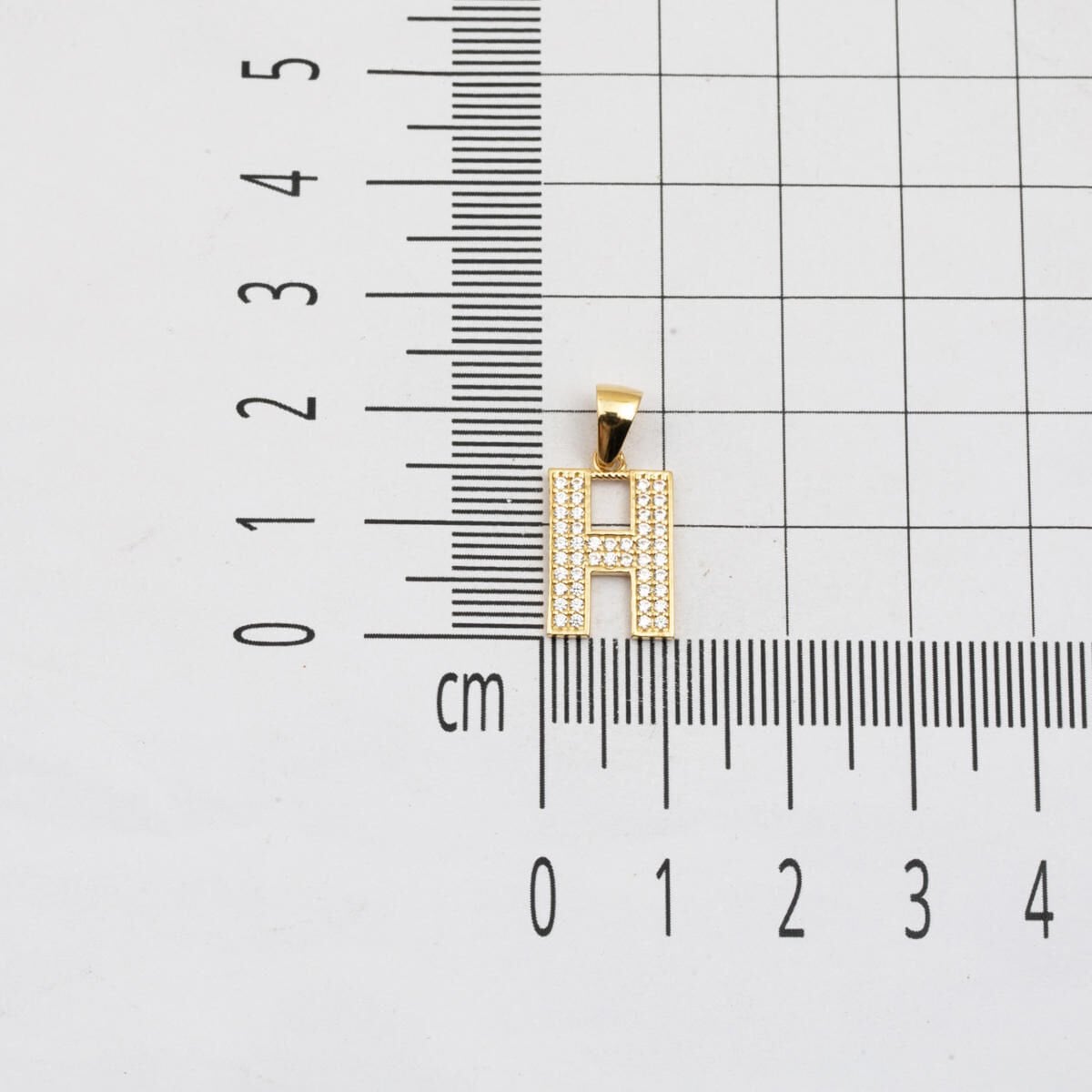 14K Yellow Gold Initial H Cubic Zirconia Necklace