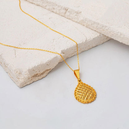 22K Yellow Gold Teardrop Flower of Life Necklace (3.61 g)