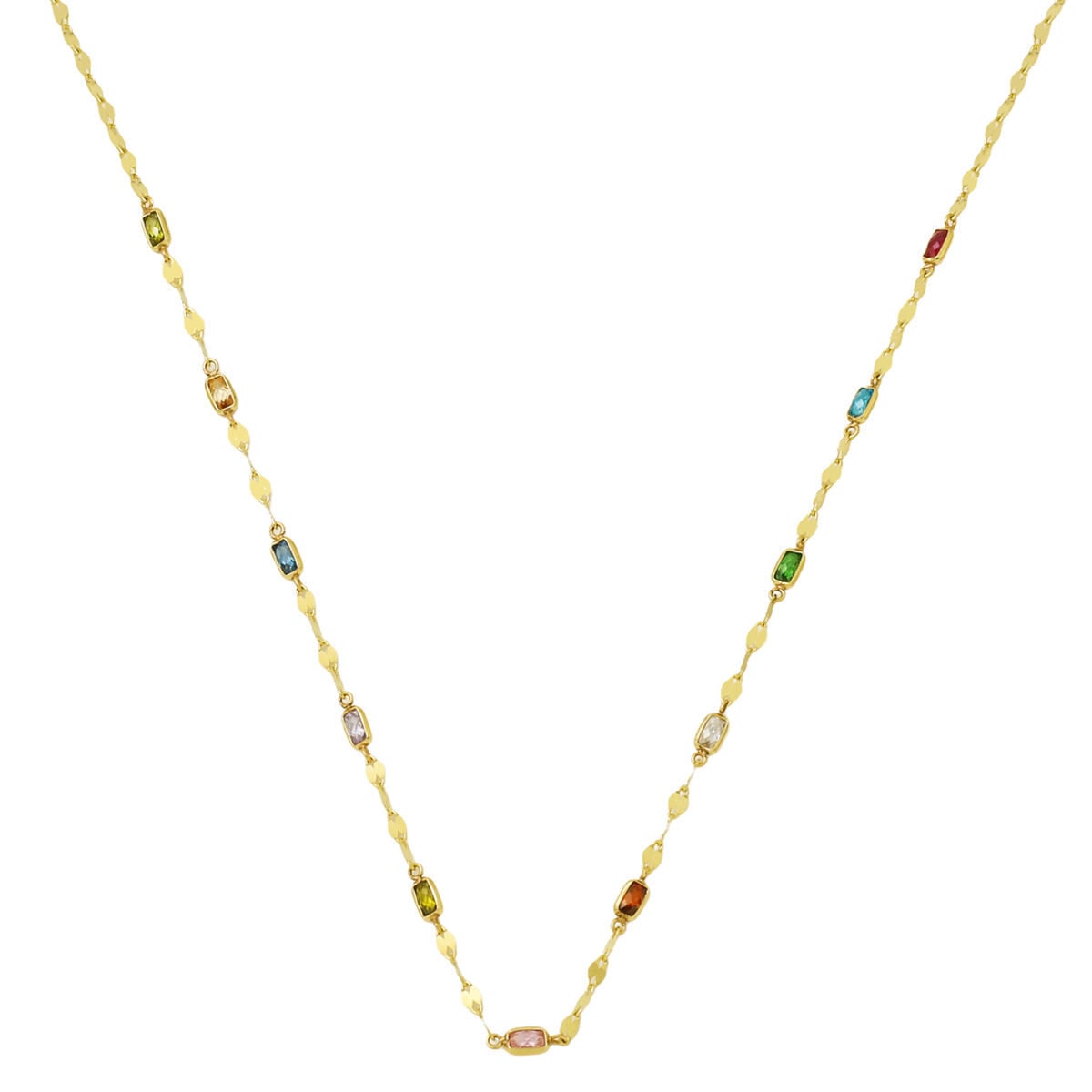 14K Yellow Gold Harmony Minimalist Cubic Zirconia Necklace
