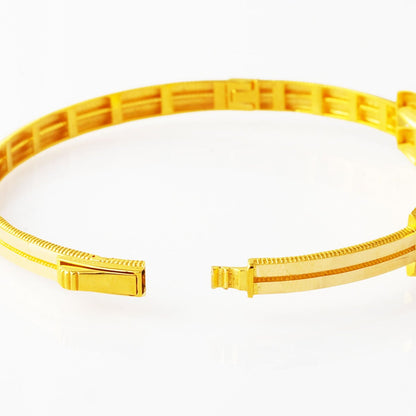 14K Yellow Gold Ivy Ajda Hinged Cuff Bangle (5.84 g)
