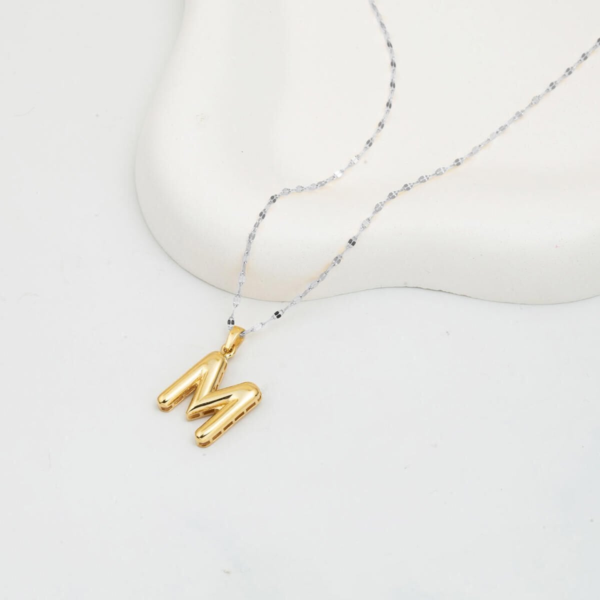 14K Yellow Gold Balloon Initial M Pendant