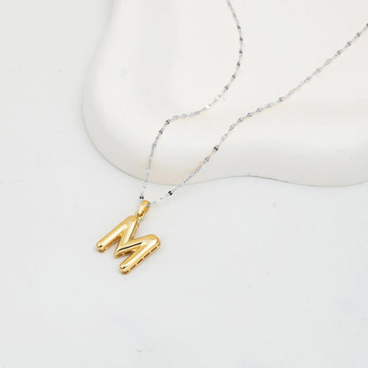 14K Yellow Gold Balloon Initial M Pendant