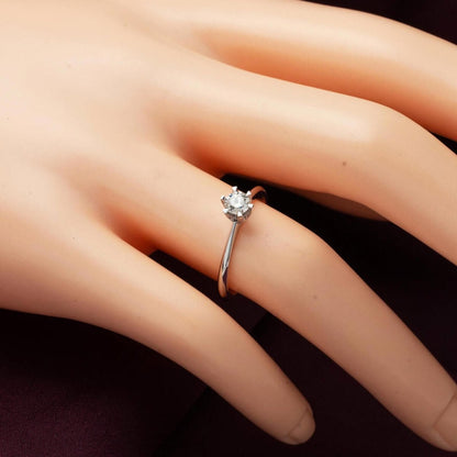 14K White Gold 0.18 Ct Six Prong Solitaire Diamond Ring