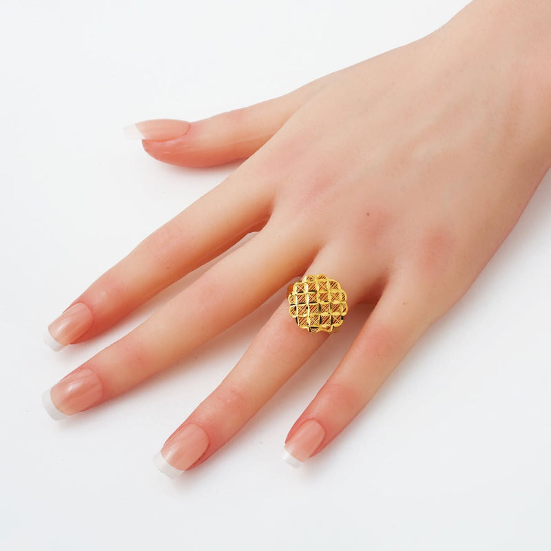 14K Yellow Gold Flower of Life Women's Ring