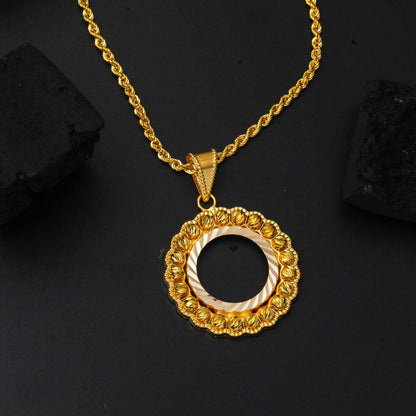 14K Yellow Gold Quarter Coin Frame Necklace